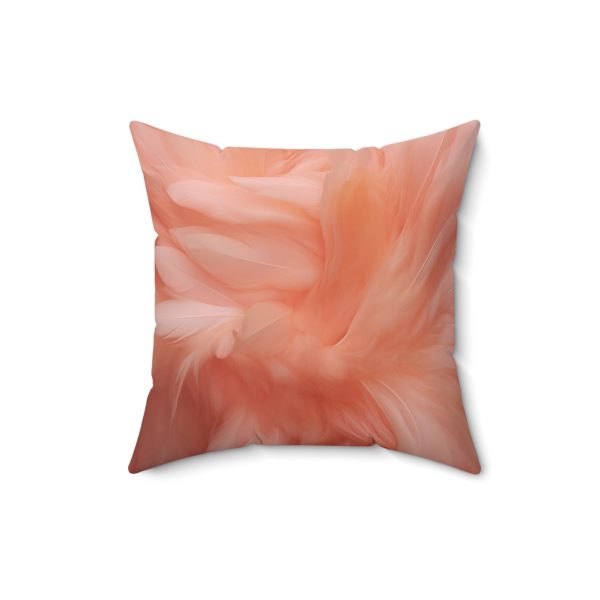 Lovely Fuzzy Feathers in Peach 01 - Spun Polyester Square Pillow - Image 7