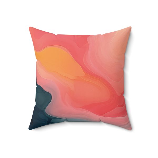 Aqueous Expression in Navy and Peachy Pastels 02 - Spun Polyester Square Pillow - Image 10