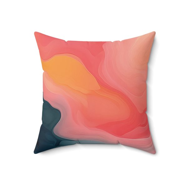 Aqueous Expression in Navy and Peachy Pastels 02 - Spun Polyester Square Pillow - Image 11