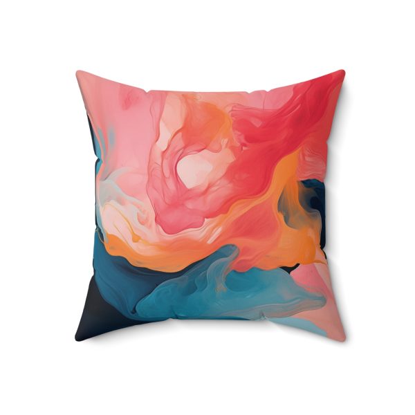 Aqueous Expression in Navy and Peachy Pastels 03 - Spun Polyester Square Pillow - Image 10