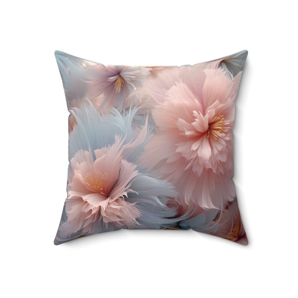 Powder Pink and Baby Blue Feathery Floral - Spun Polyester Square Pillow - Image 10