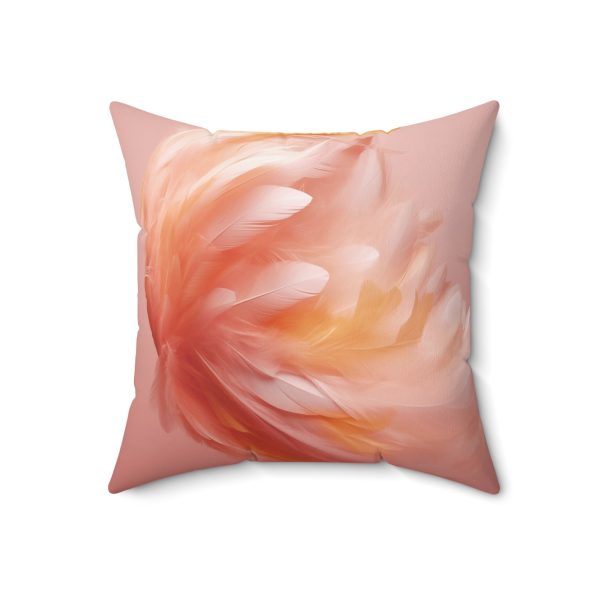 Lovely Fuzzy Feathers in Peach 02 - Spun Polyester Square Pillow - Image 10