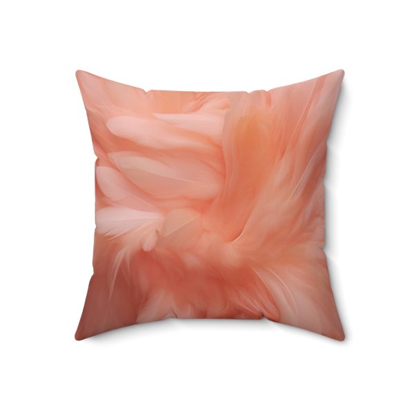 Lovely Fuzzy Feathers in Peach 01 - Spun Polyester Square Pillow - Image 10