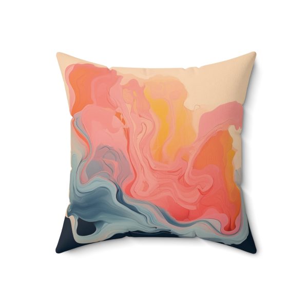 Aqueous Expression in Navy and Peachy Pastels 01 - Spun Polyester Square Pillow - Image 11