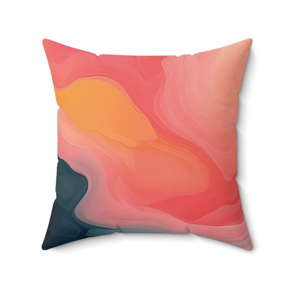 Aqueous Expression in Navy and Peachy Pastels 02 - Spun Polyester Square Pillow