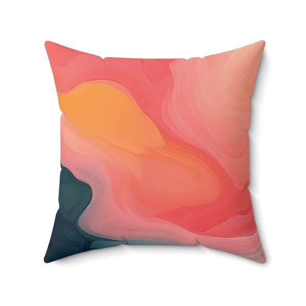 Aqueous Expression in Navy and Peachy Pastels 02 - Spun Polyester Square Pillow - Image 2