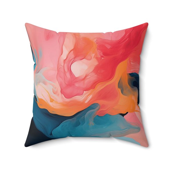 Aqueous Expression in Navy and Peachy Pastels 03 - Spun Polyester Square Pillow