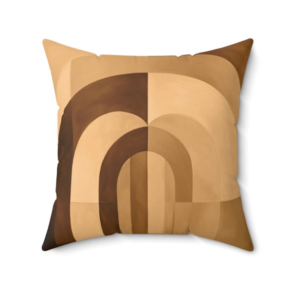 Soft Geometric Archways in Honey Yellow Tone - Spun Polyester Square Pillow - Image 2