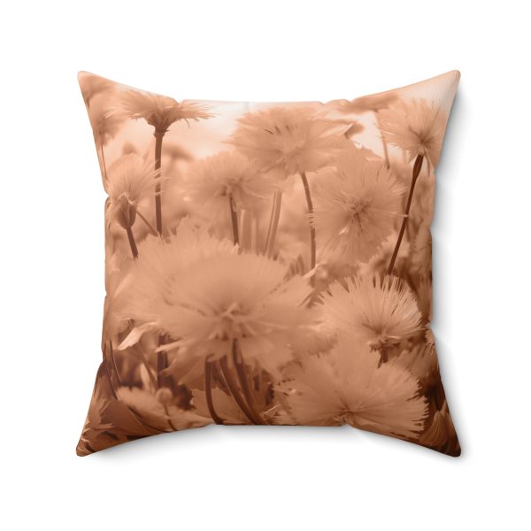 Fuzzy Dandelion Fantasy in Peach Fuzz Tone - Spun Polyester Square Pillow