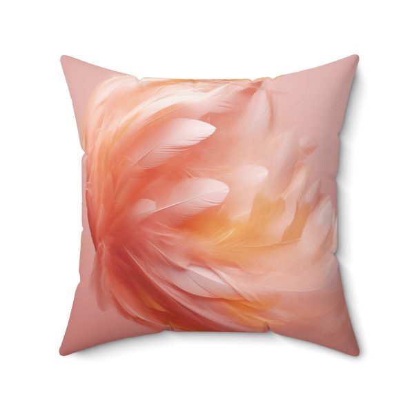 Lovely Fuzzy Feathers in Peach 02 - Spun Polyester Square Pillow