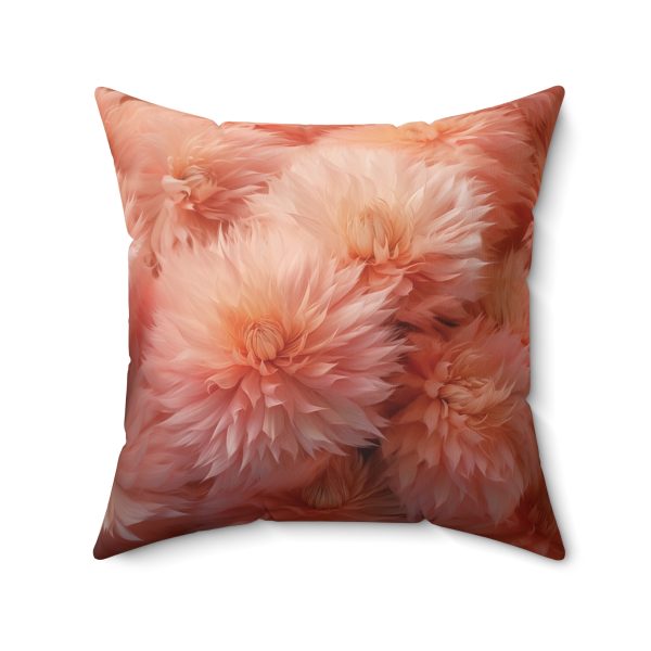 Lovely Fuzzy Buds in Peach 02 - Spun Polyester Square Pillow