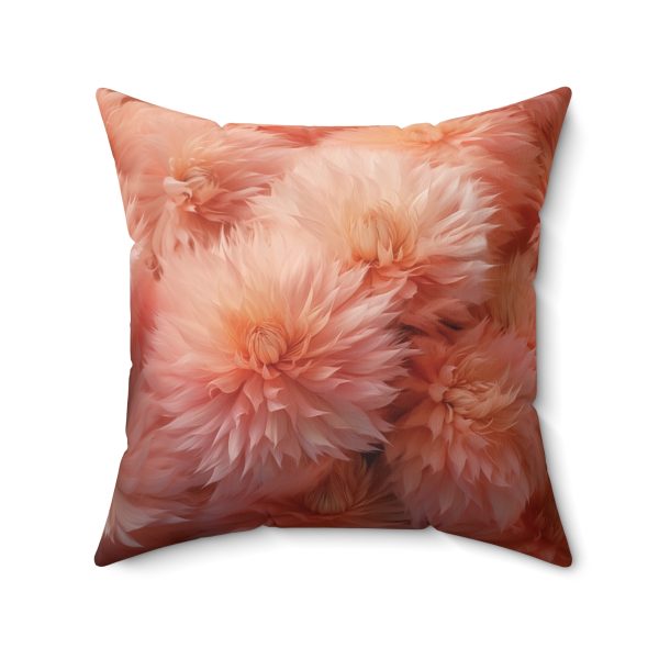 Lovely Fuzzy Buds in Peach 02 - Spun Polyester Square Pillow - Image 2