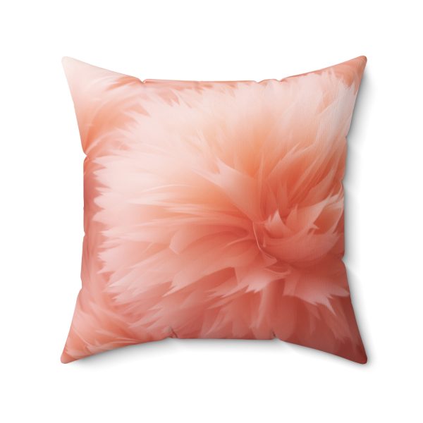 Lovely Fuzzy Buds in Peach 03 - Spun Polyester Square Pillow - Image 2