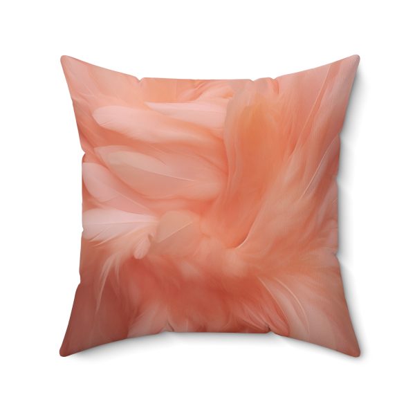 Lovely Fuzzy Feathers in Peach 01 - Spun Polyester Square Pillow