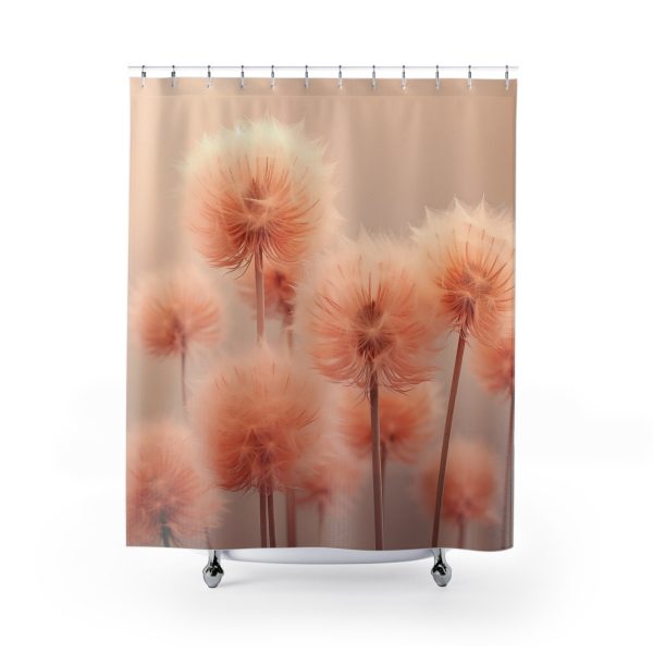 Misty Peach Dandelions - Shower Curtain