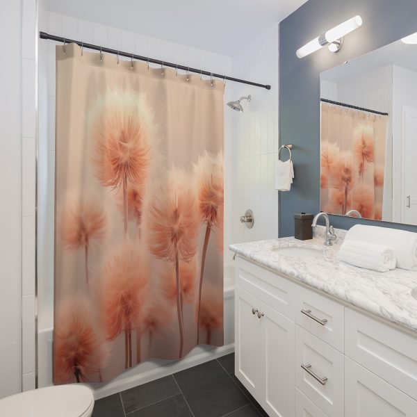 Misty Peach Dandelions - Shower Curtain - Image 2