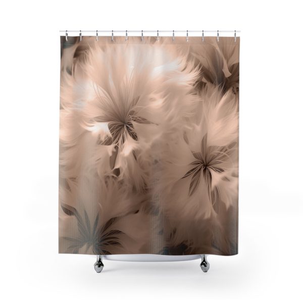 Soft Fantasy Feather Puffs in Peach Puree Tone - Shower Curtain