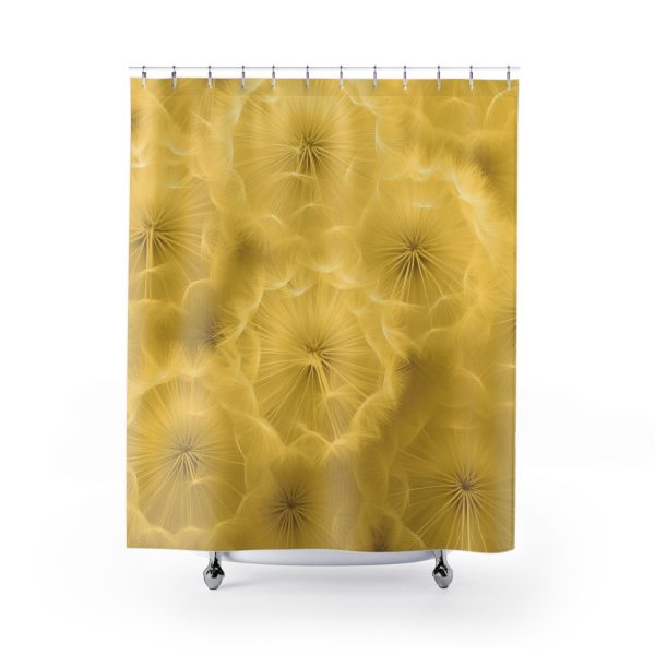 Dandelion Down Motif in Super Lemon Tone - Shower Curtain