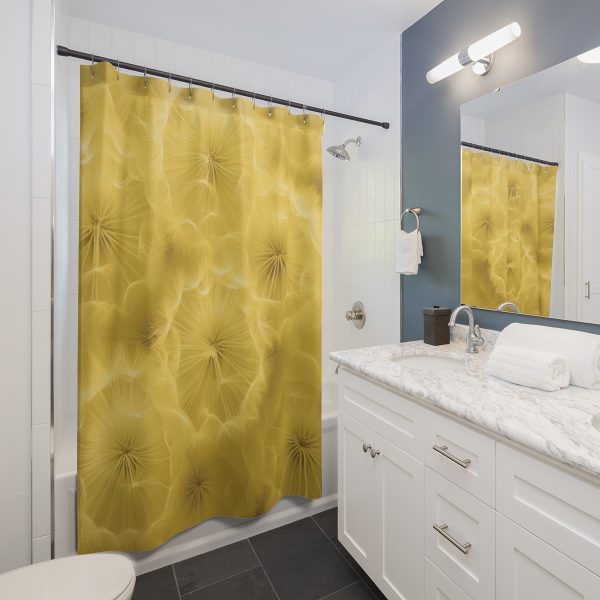 Dandelion Down Motif in Super Lemon Tone - Shower Curtain - Image 2