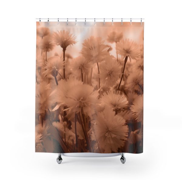 Fuzzy Dandelion Fantasy in Peach Fuzz Tone - Shower Curtain