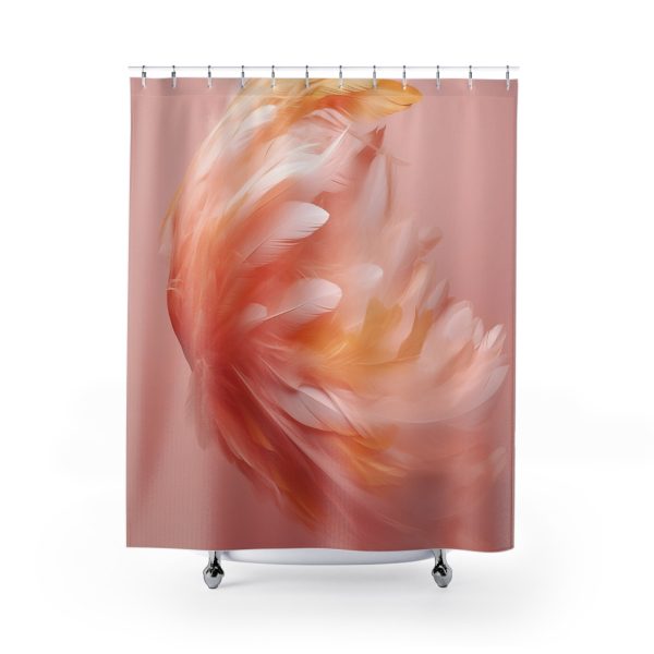 Lovely Fuzzy Feathers in Peach 02 - Shower Curtain