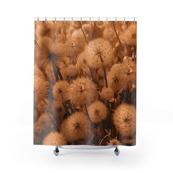 Dandelion Dream in Sunkissed Peach - Shower Curtain