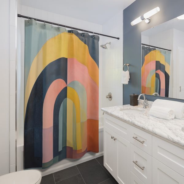 Soft Geometric Archways - Shower Curtain - Image 2