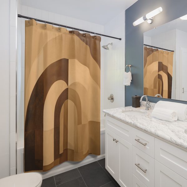 Soft Geometric Archways in Honey Yellow Tone - Shower Curtain - Image 2