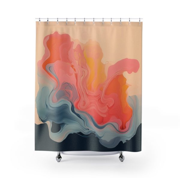 Aqueous Expression in Navy and Peachy Pastels 01 - Shower Curtain