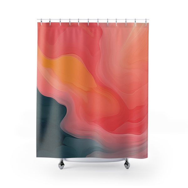 Aqueous Expression in Navy and Peachy Pastels 02 - Shower Curtain