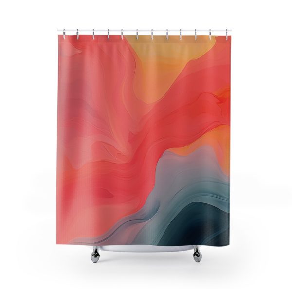 Aqueous Expression in Navy and Peachy Pastels 04 - Shower Curtain