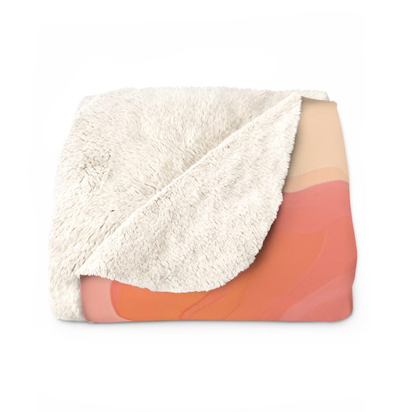 Aqueous Expression in Navy and Peachy Pastels 01 - Sherpa Fleece Blanket - Image 6