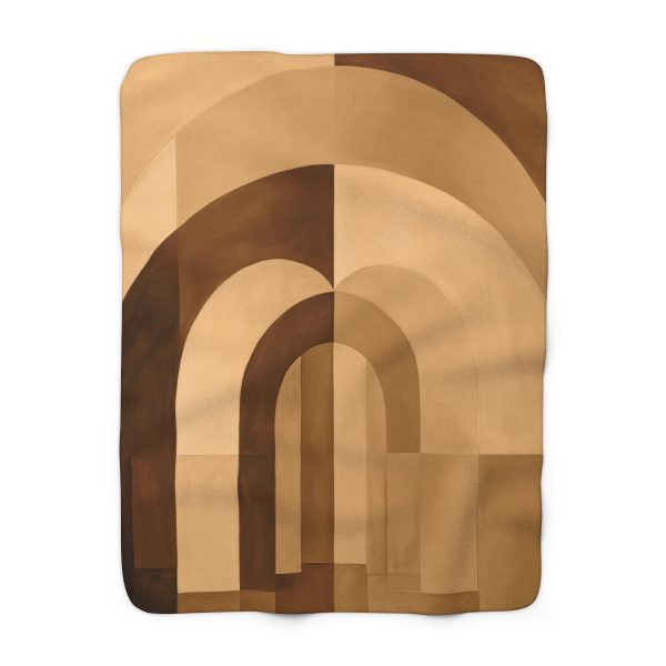 Soft Geometric Archways in Honey Yellow Tone - Sherpa Fleece Blanket - Image 5