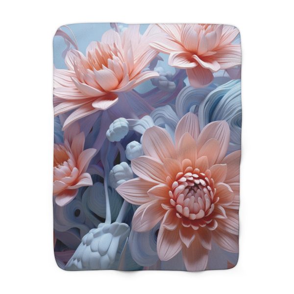 Foamy Floral Fusion 02 - Sherpa Fleece Blanket - Image 5