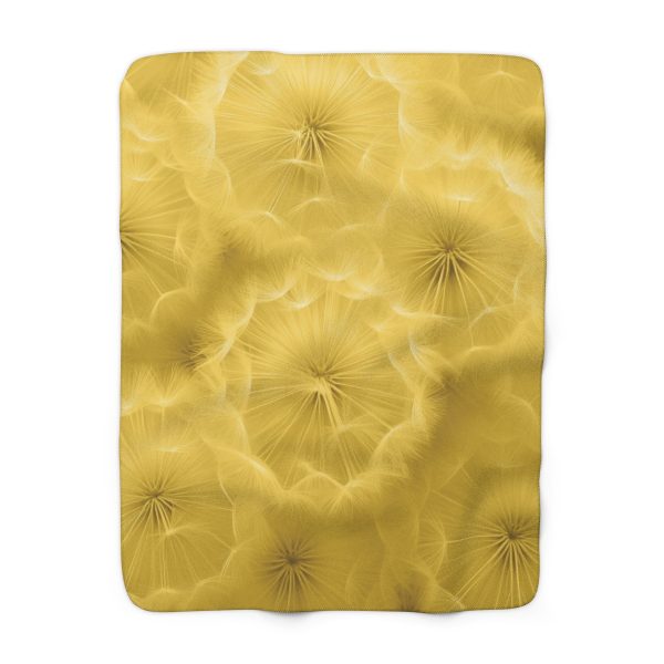 Dandelion Down Motif in Super Lemon Tone - Sherpa Fleece Blanket - Image 5