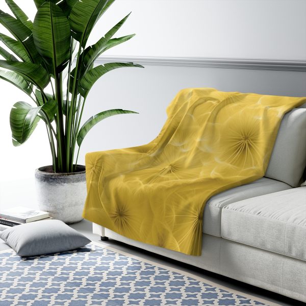 Dandelion Down Motif in Super Lemon Tone - Sherpa Fleece Blanket - Image 7