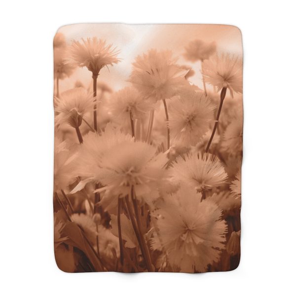 Fuzzy Dandelion Fantasy in Peach Fuzz Tone - Sherpa Fleece Blanket - Image 5