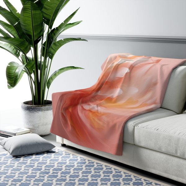 Lovely Fuzzy Feathers in Peach 02 - Sherpa Fleece Blanket - Image 7