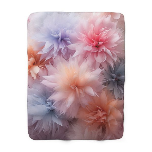 Pastel Palette Fantasy Feather Puffs - Sherpa Fleece Blanket - Image 5