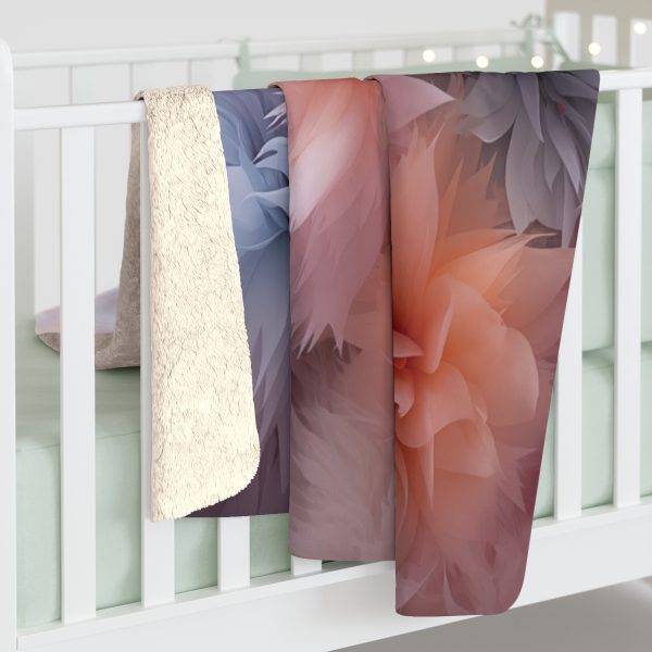 Pastel Palette Fantasy Feather Puffs - Sherpa Fleece Blanket - Image 8