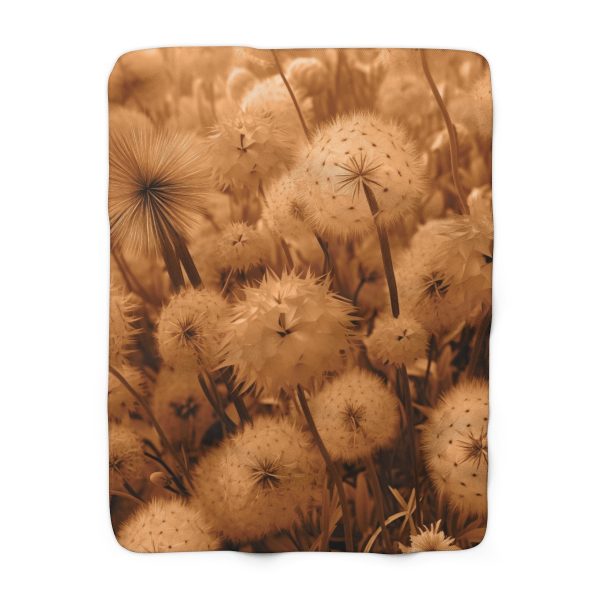 Dandelion Dream in Sunkissed Peach - Sherpa Fleece Blanket - Image 5