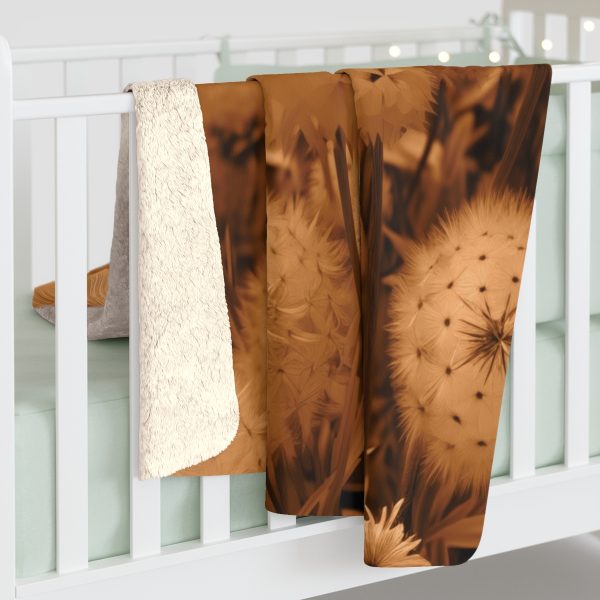 Dandelion Dream in Sunkissed Peach - Sherpa Fleece Blanket - Image 8