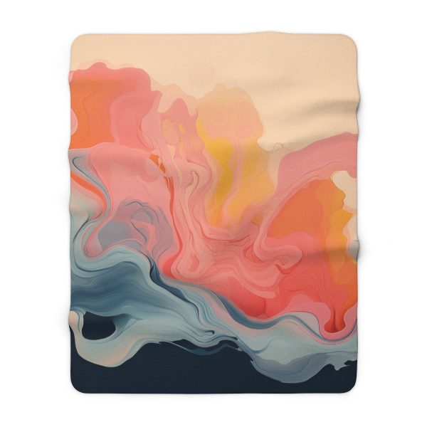 Aqueous Expression in Navy and Peachy Pastels 01 - Sherpa Fleece Blanket