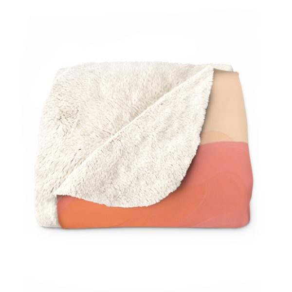 Aqueous Expression in Navy and Peachy Pastels 01 - Sherpa Fleece Blanket - Image 2