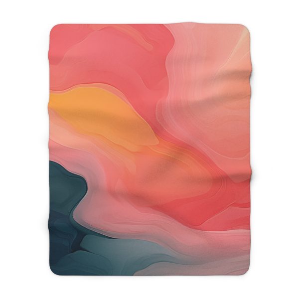 Aqueous Expression in Navy and Peachy Pastels 02 - Sherpa Fleece Blanket