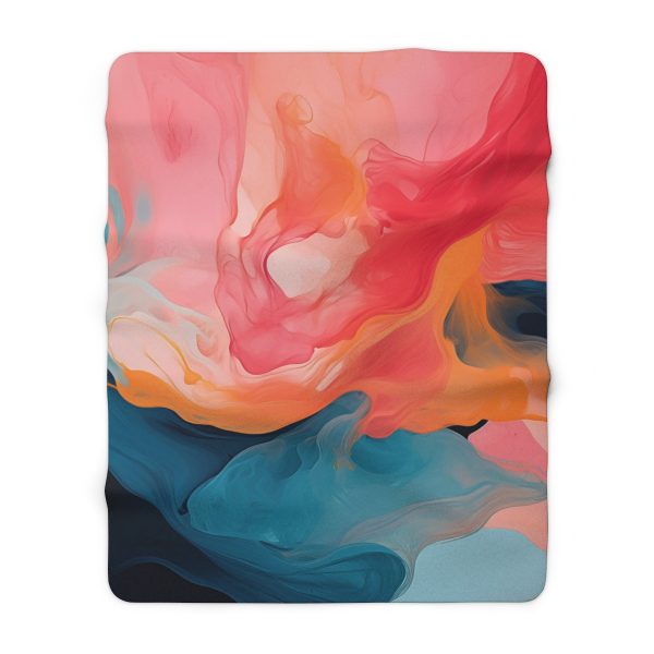 Aqueous Expression in Navy and Peachy Pastels 03 - Sherpa Fleece Blanket