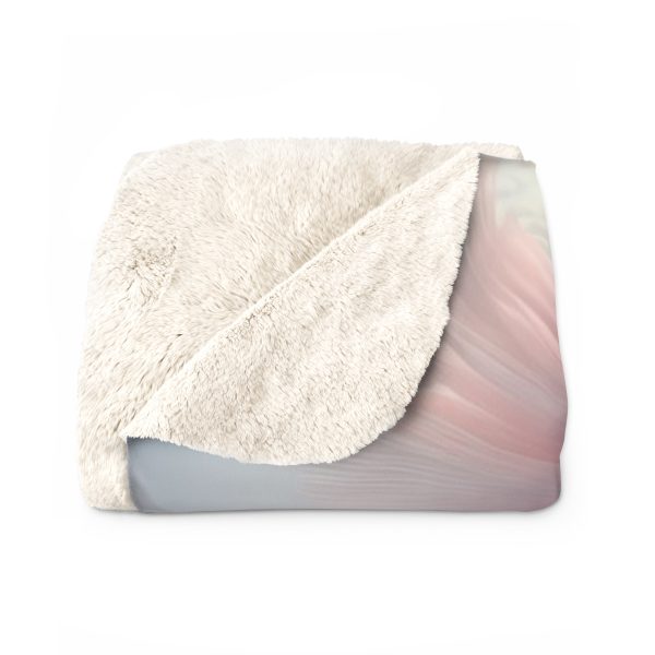 Powder Pink and Baby Blue Feathery Floral - Sherpa Fleece Blanket - Image 2