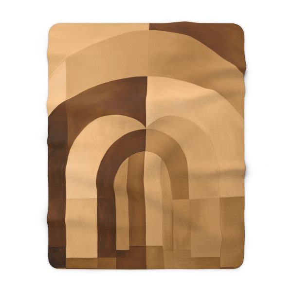 Soft Geometric Archways in Honey Yellow Tone - Sherpa Fleece Blanket