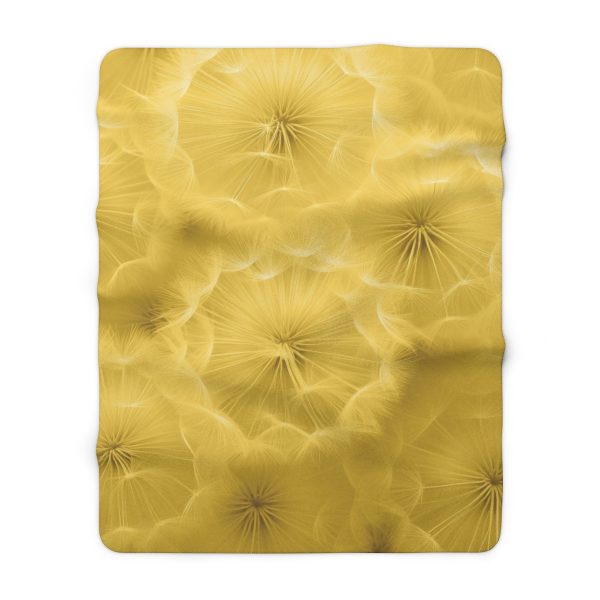 Dandelion Down Motif in Super Lemon Tone - Sherpa Fleece Blanket