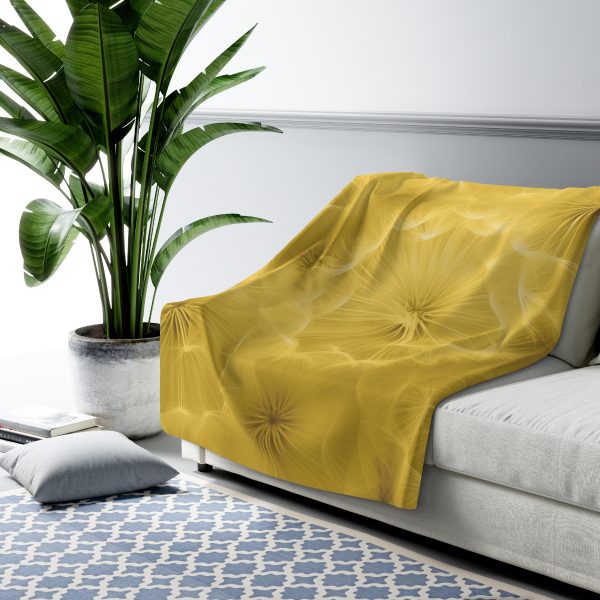 Dandelion Down Motif in Super Lemon Tone - Sherpa Fleece Blanket - Image 3